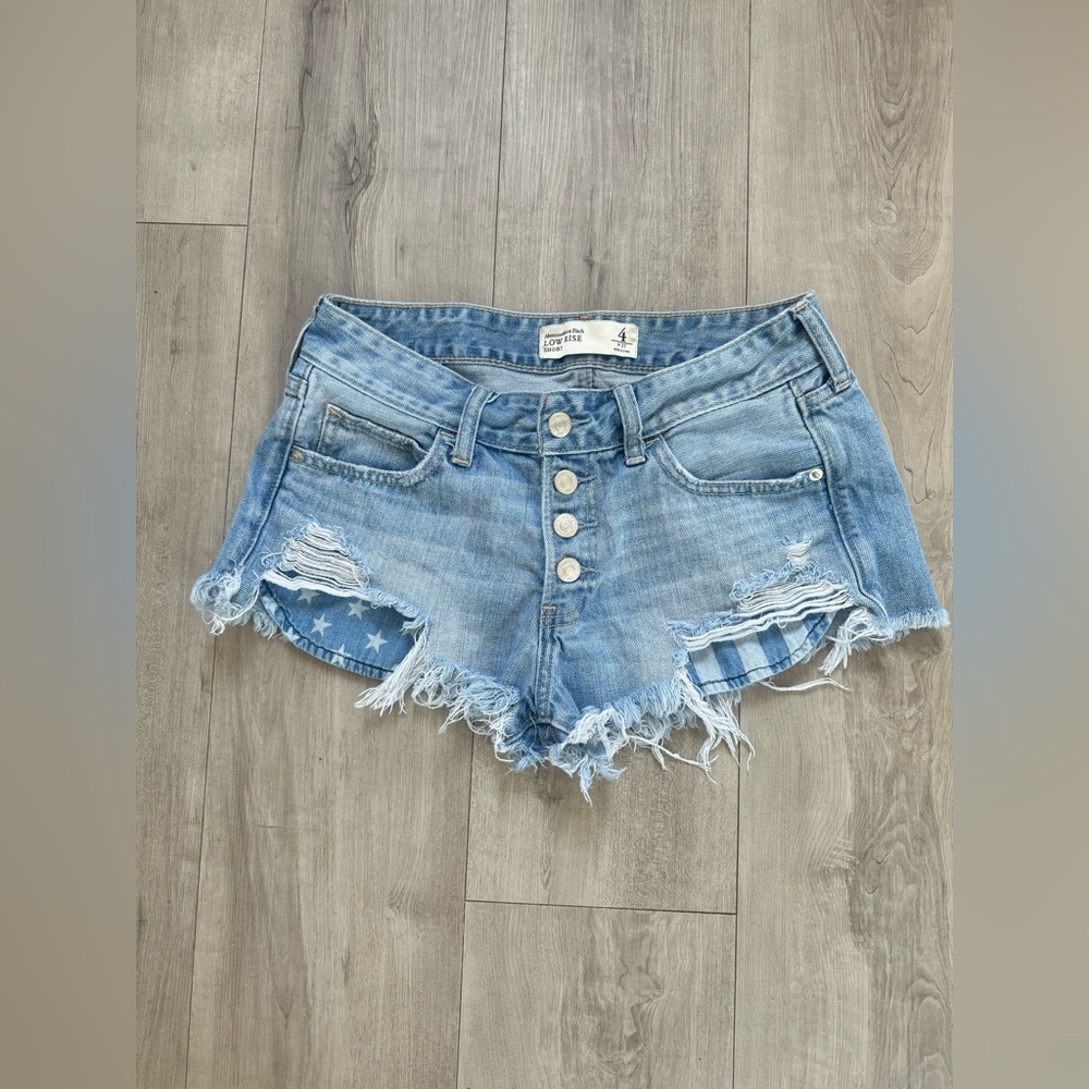 Abercrombie & Fitch Blue Distressed Jean Shorts
